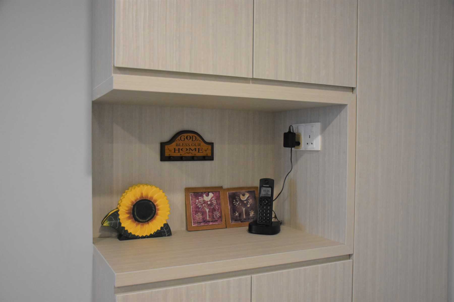 Vintage Entryway with Open Storage and Shoe Cabinets