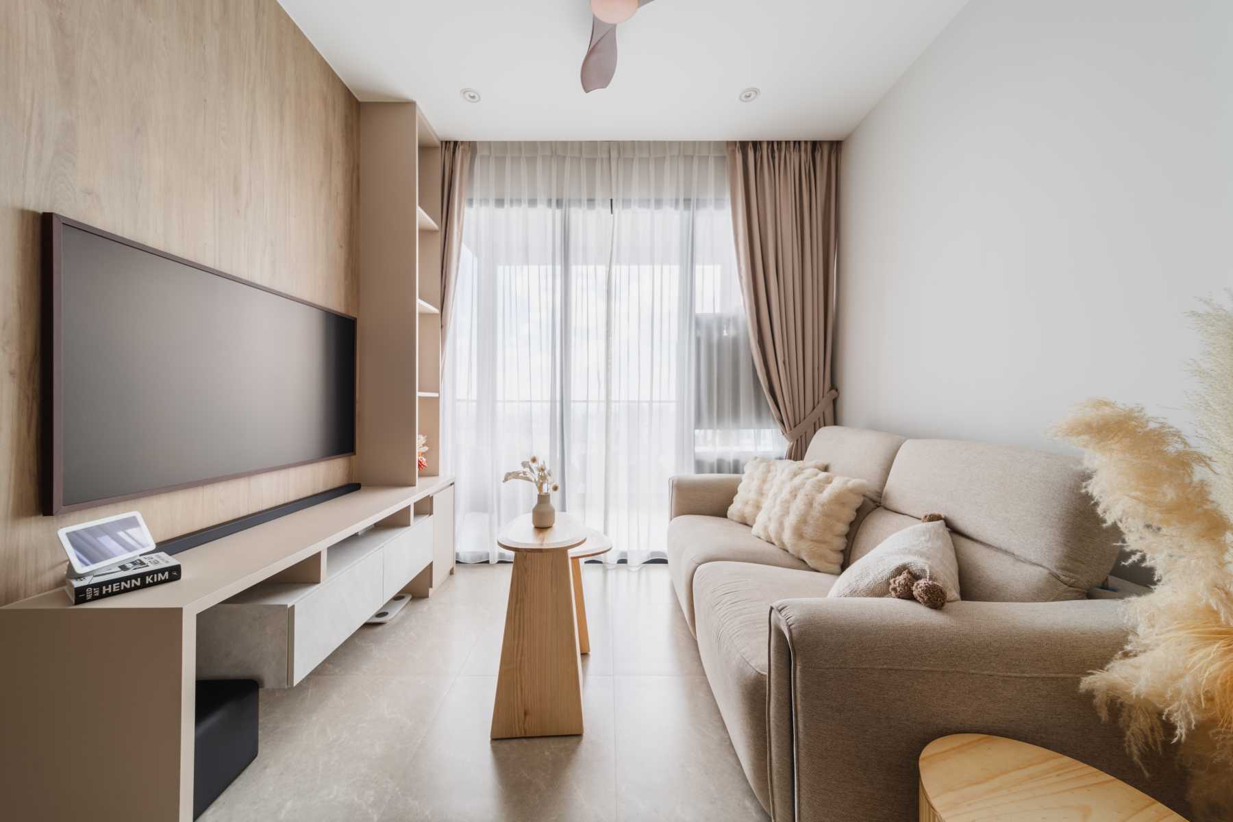Scandinavian Living Room with TV Console and Sofa