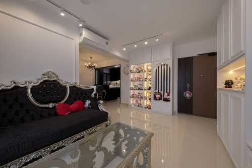 Contemporary Living Room at 3 Bedroom BTO @ Clementi