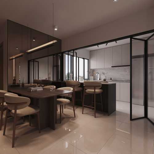 Contemporary Dining Room at 119B Alkaff Crescent
