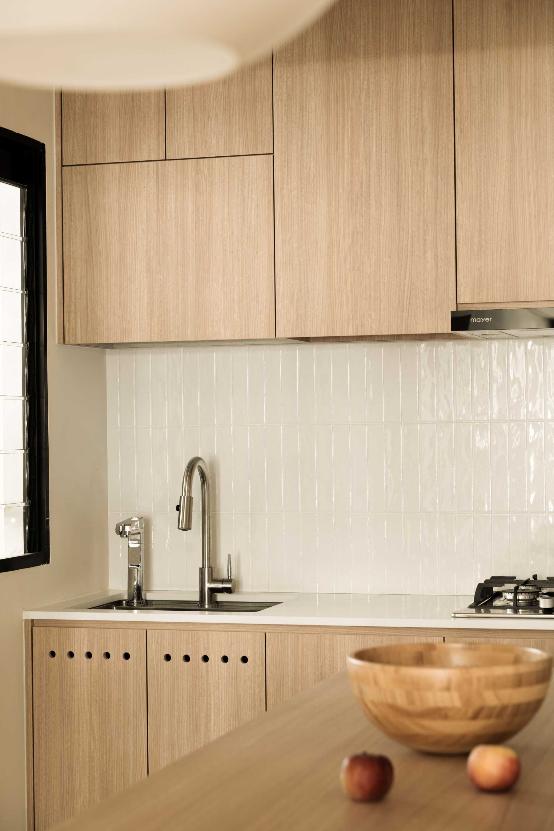 Scandinavian Kitchen with Countertop and Vinyl Flooring
