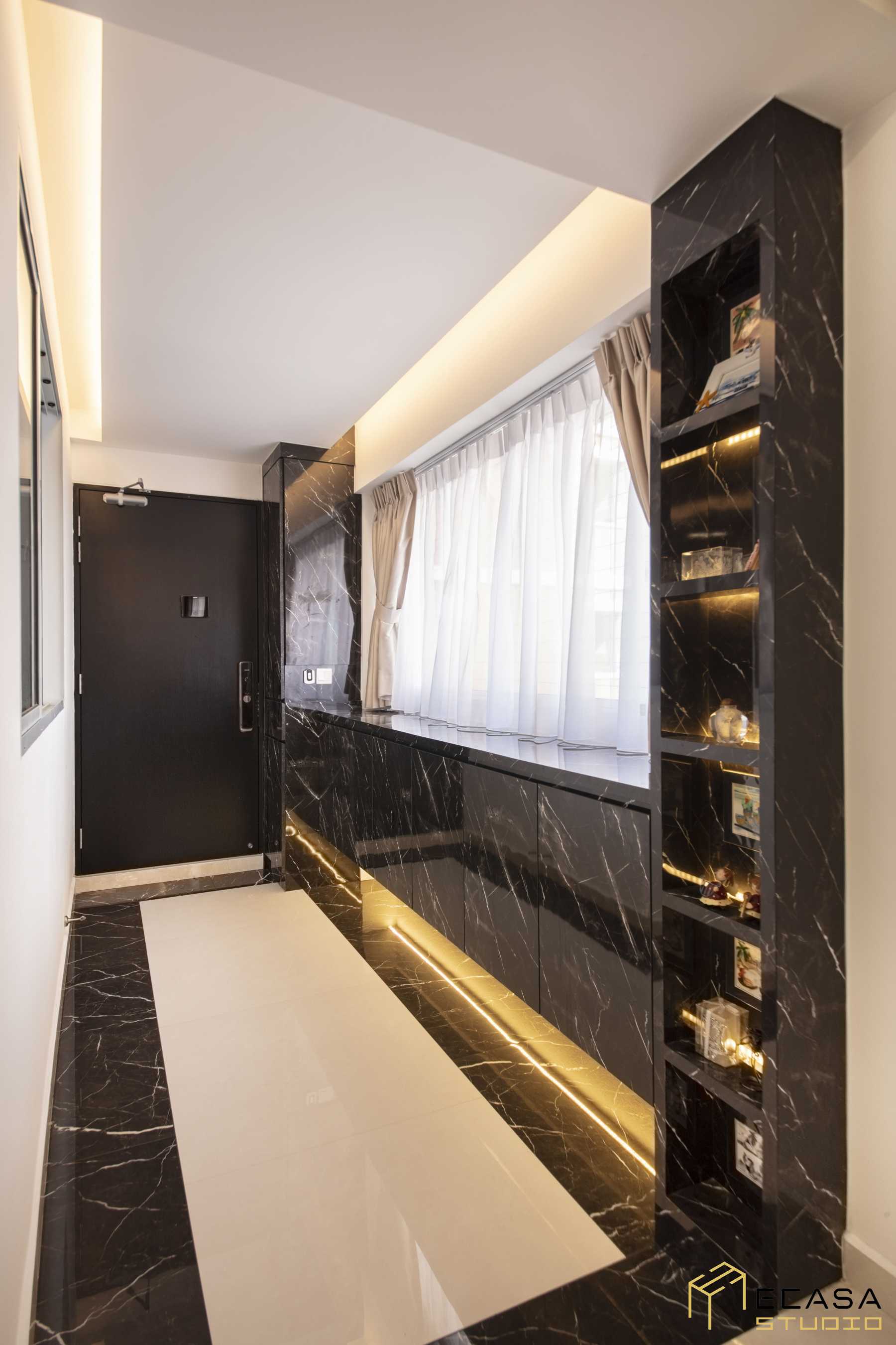 Contemporary Entryway with Shoe Rack and Console Table