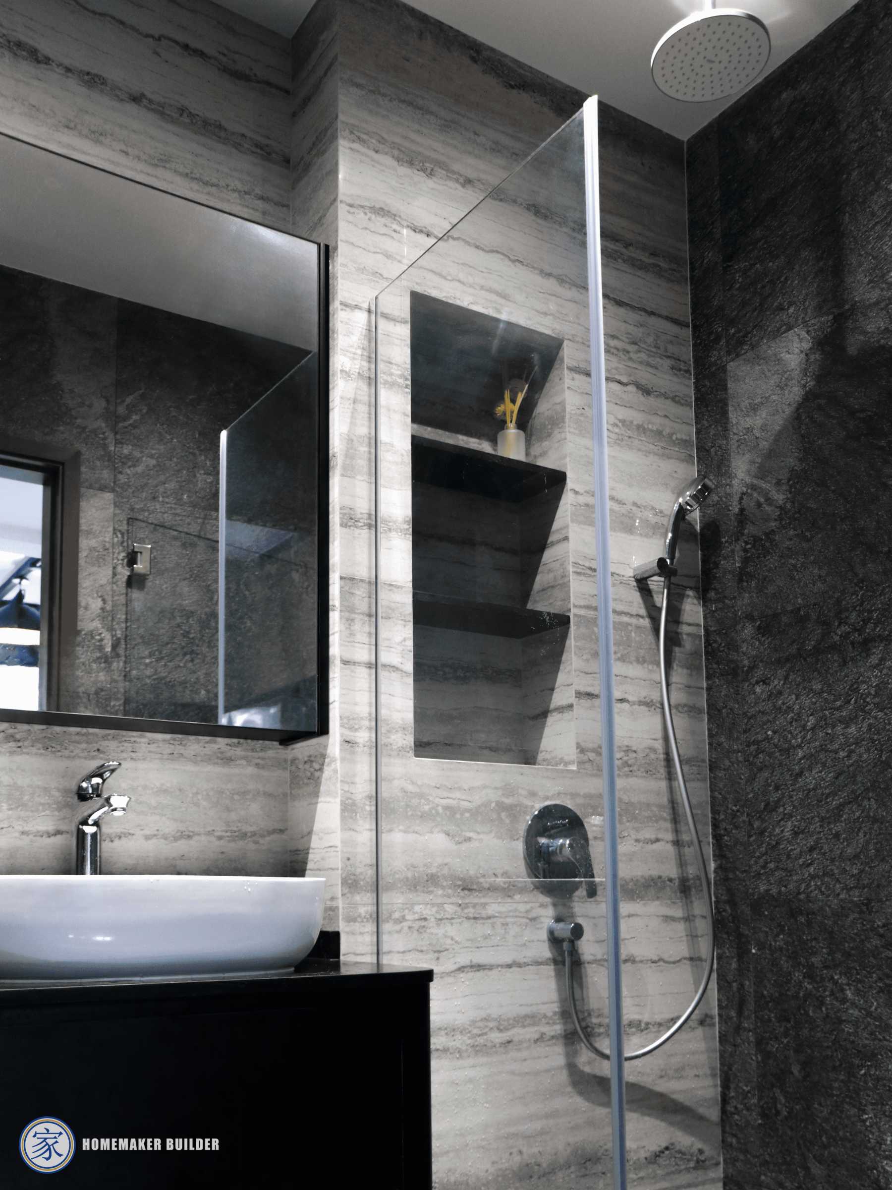 Modern Bathroom with Mirror and Shower Screen