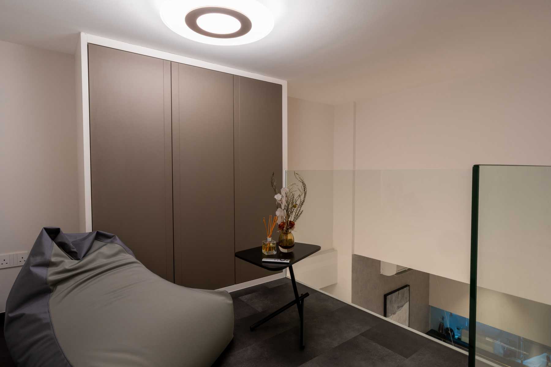 Contemporary Mezzanine with Loft and Bedside Table
