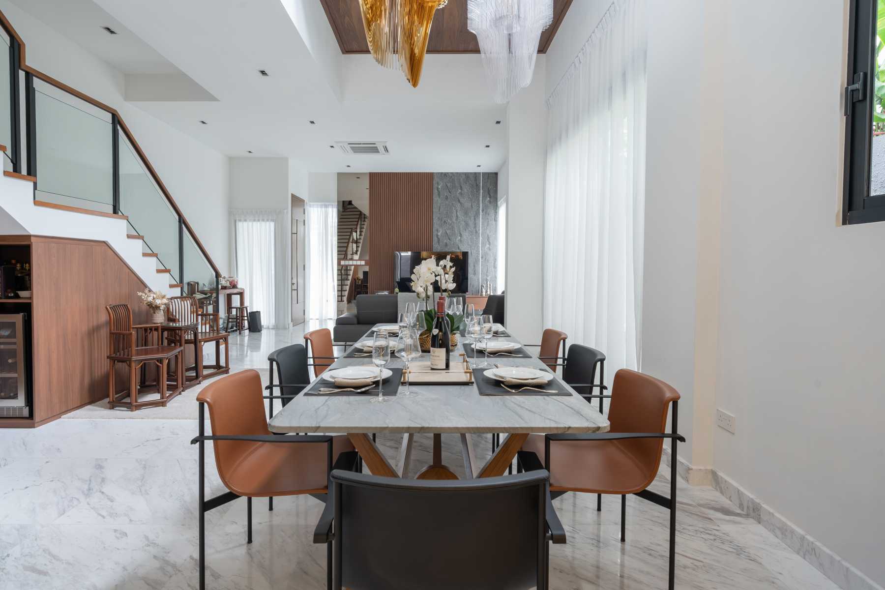 Modern Dining Room with Console Table and Tableware