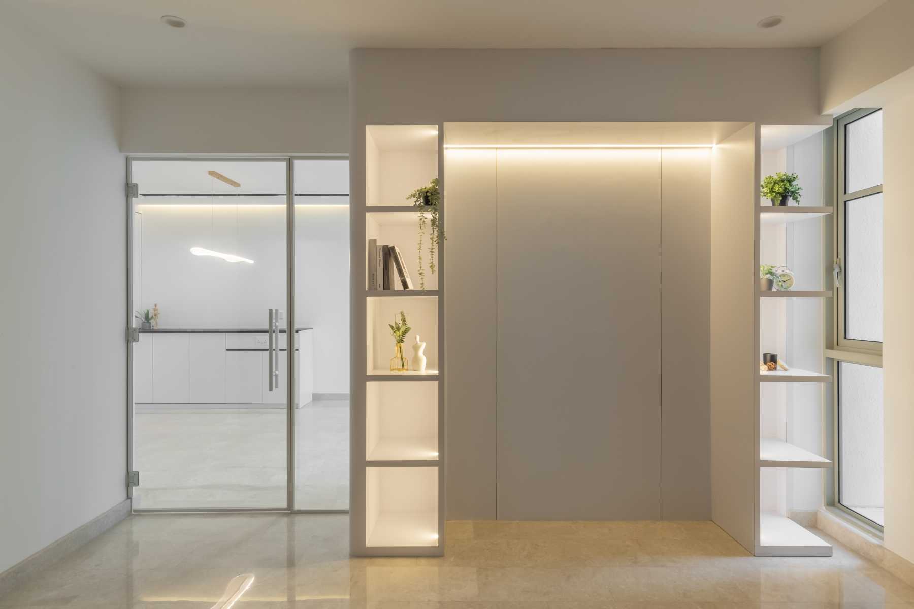 Minimalist Study with Wall Shelves and Computer