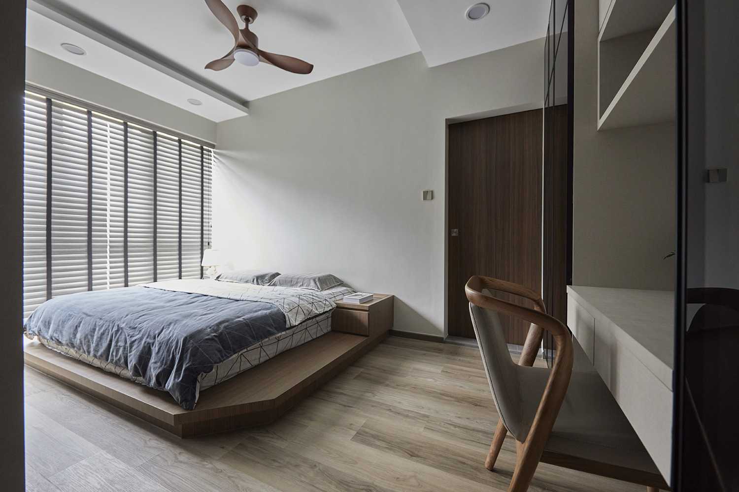 Contemporary Bedroom with Closet and Bedside Table
