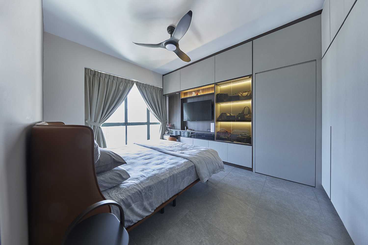 Modern Bedroom with Sideboard and Children's Beds