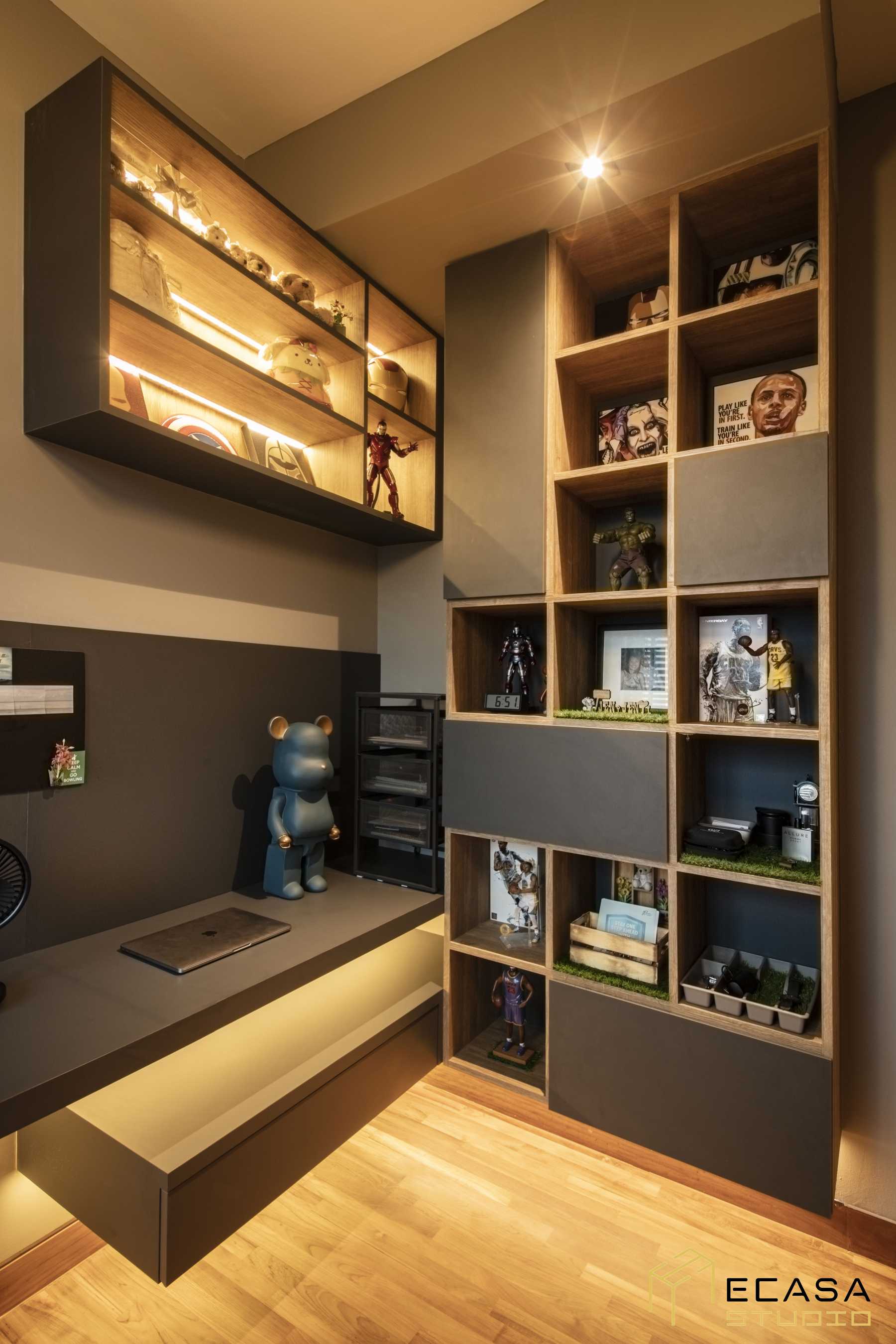 Contemporary Study with Bookshelf and Storage Cabinets
