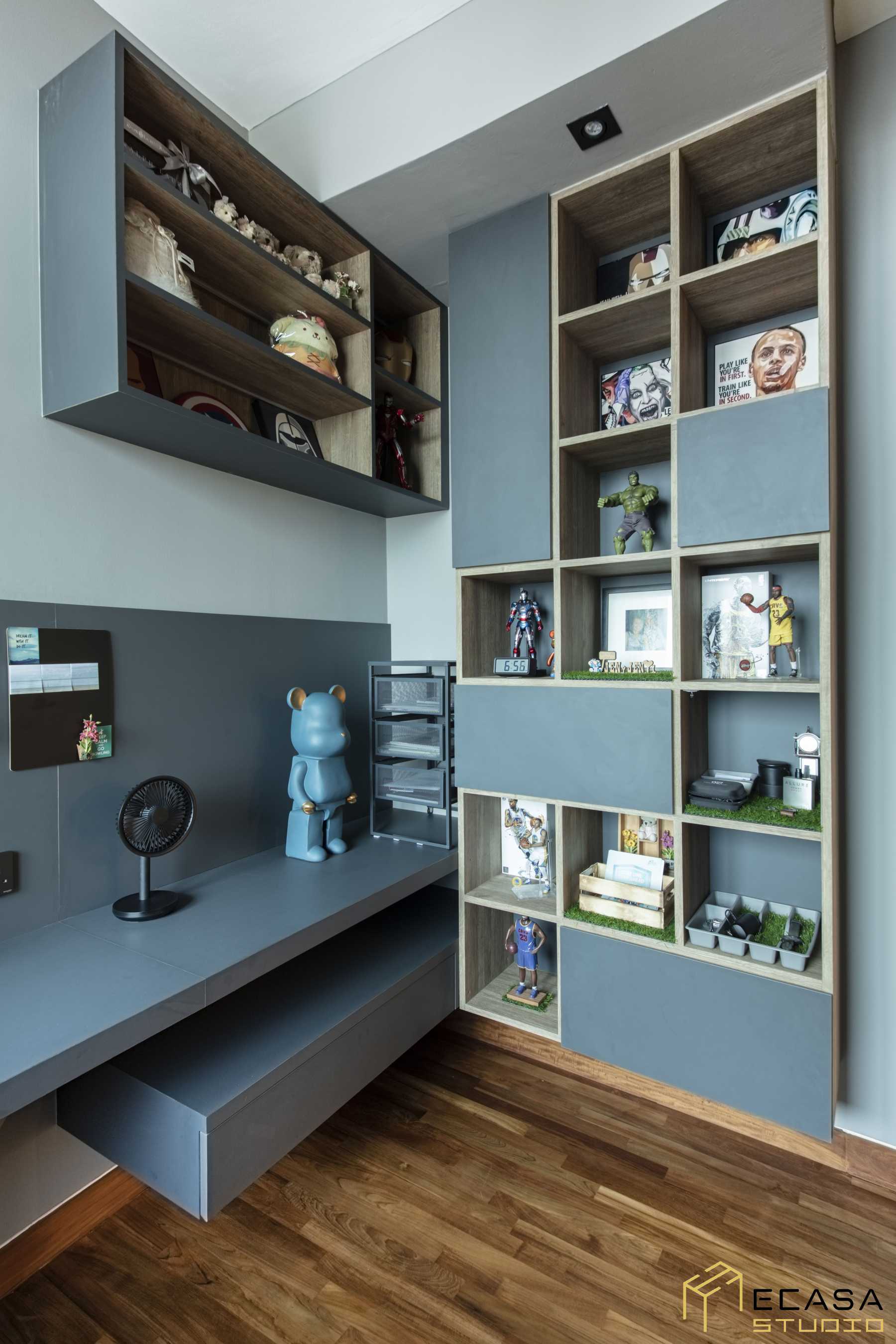 Contemporary Study with Bookshelf and Drop Ceiling