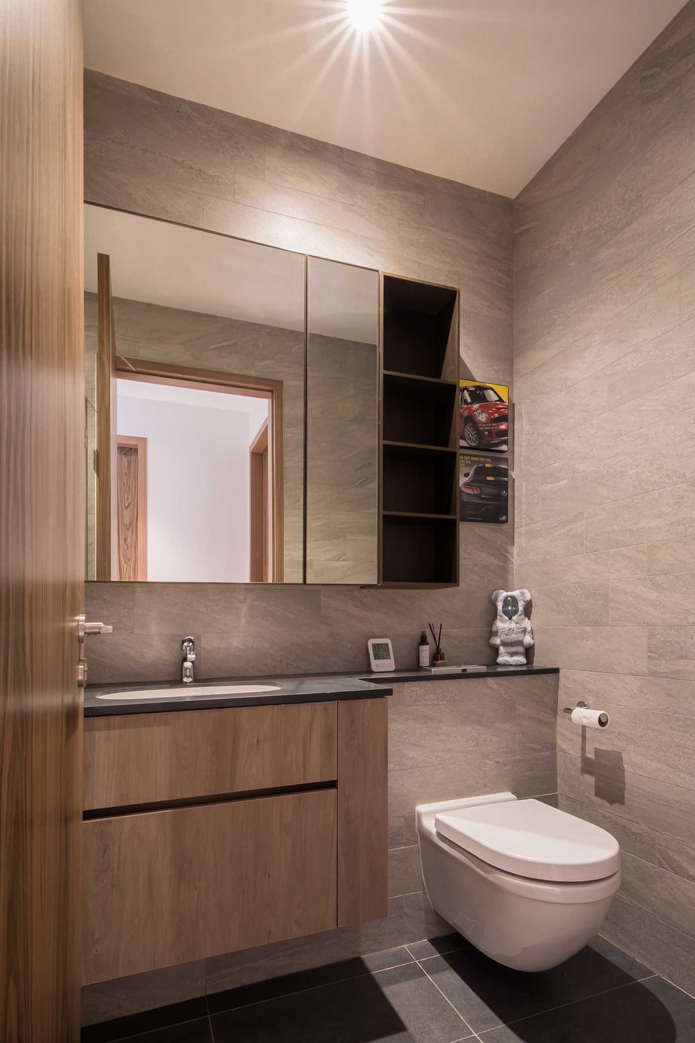 Contemporary Bathroom with Bathroom Accessories and Showers