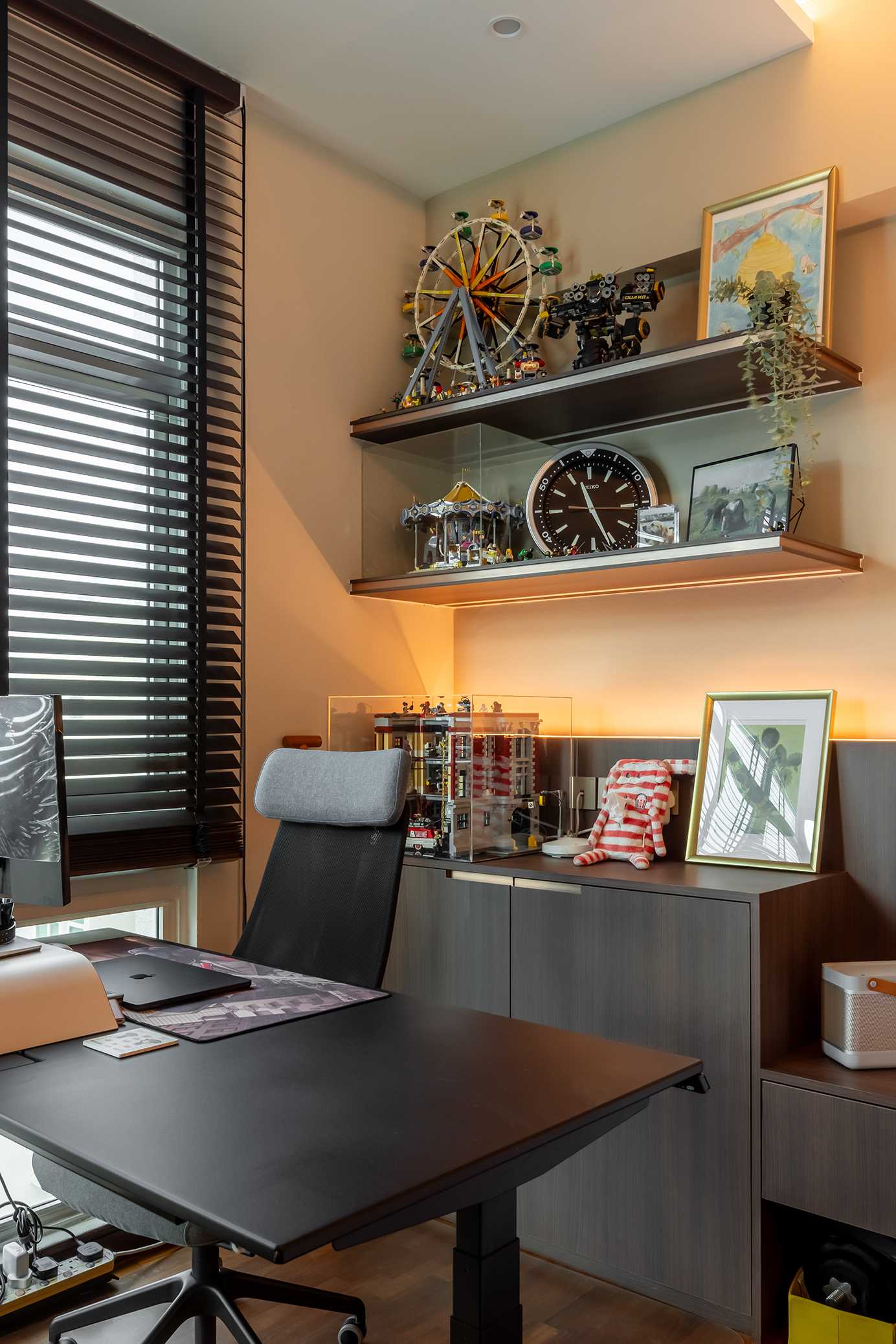 Contemporary Home Office with Desk and Desk Chairs