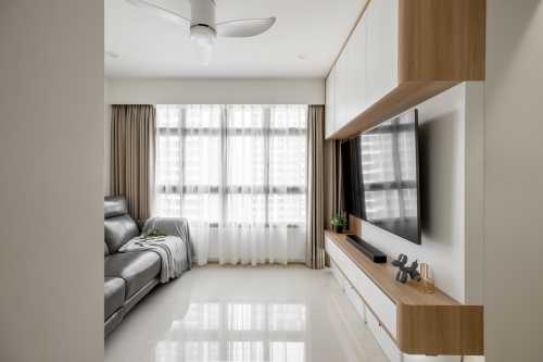 Minimalist Living Room at 3 Bedroom BTO @ Clementi