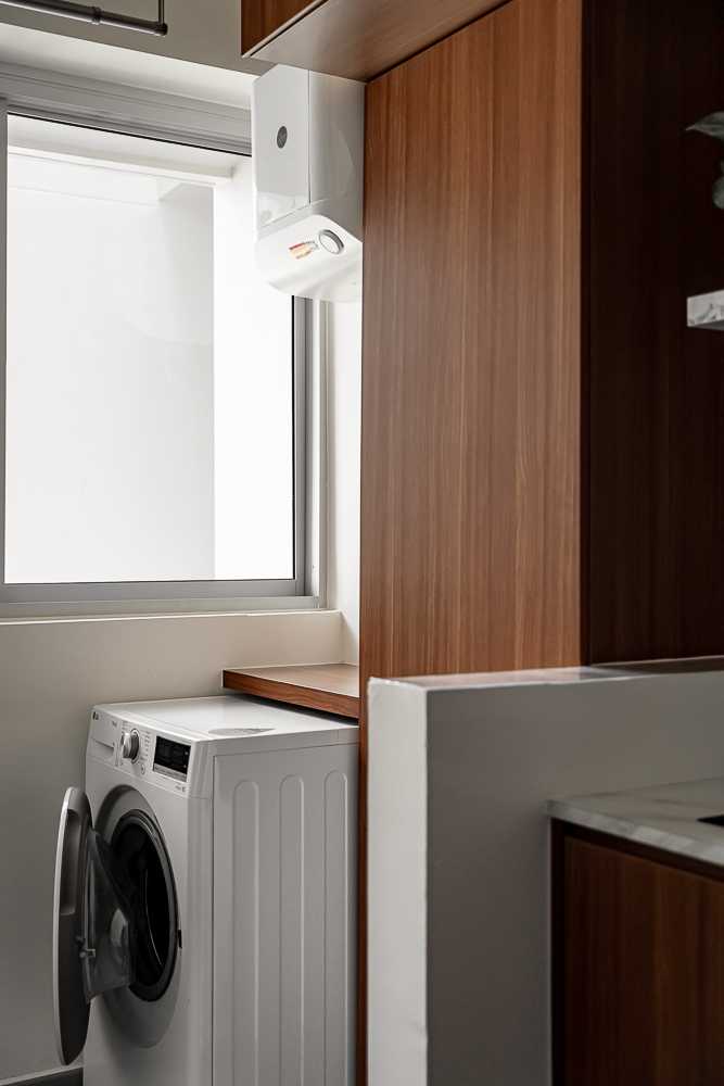 Modern Service Yard with Washing Machine and Laundry Area