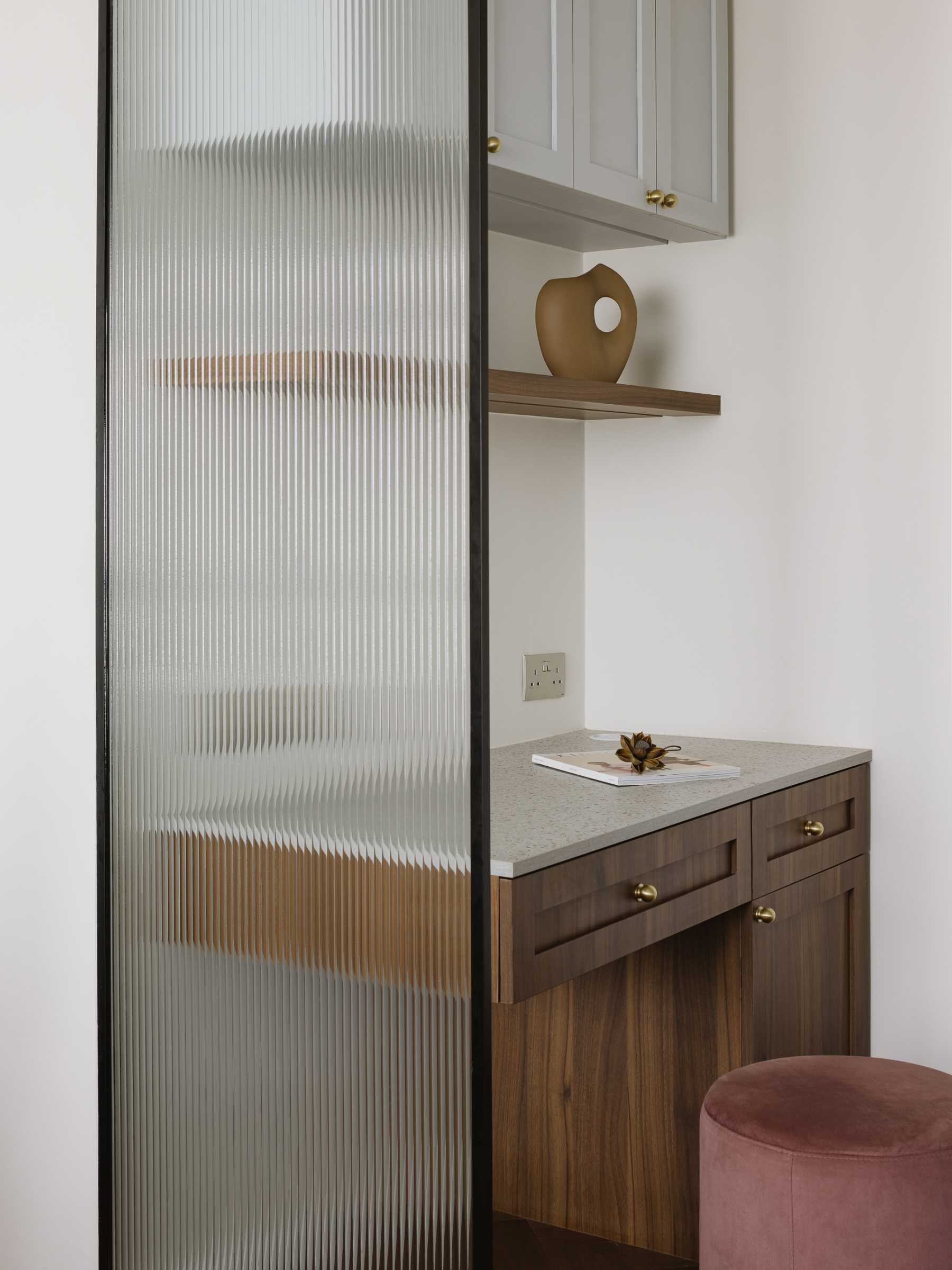Contemporary Bedroom with Storage Cabinets and Wall Shelves