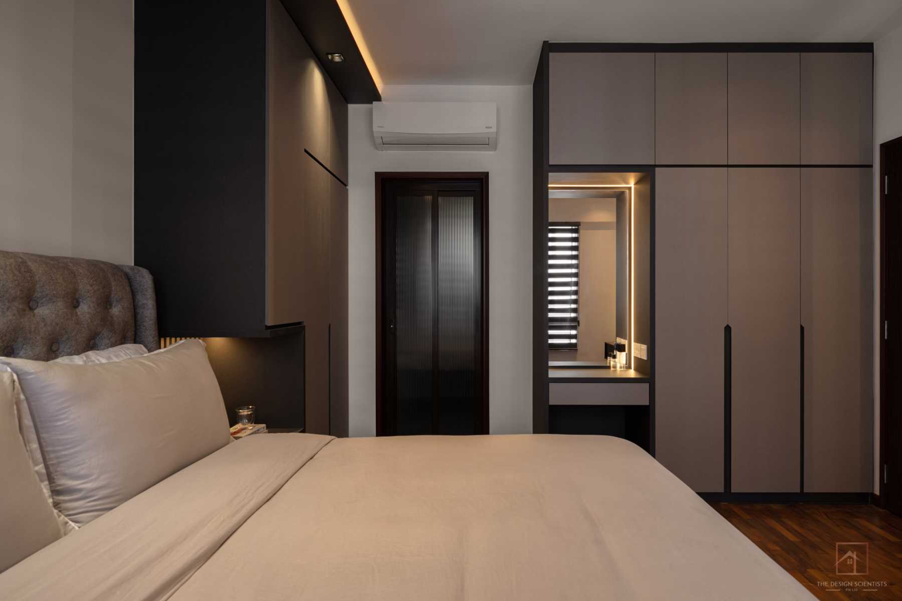 Contemporary Bedroom with Parquet Floor and Wardrobe