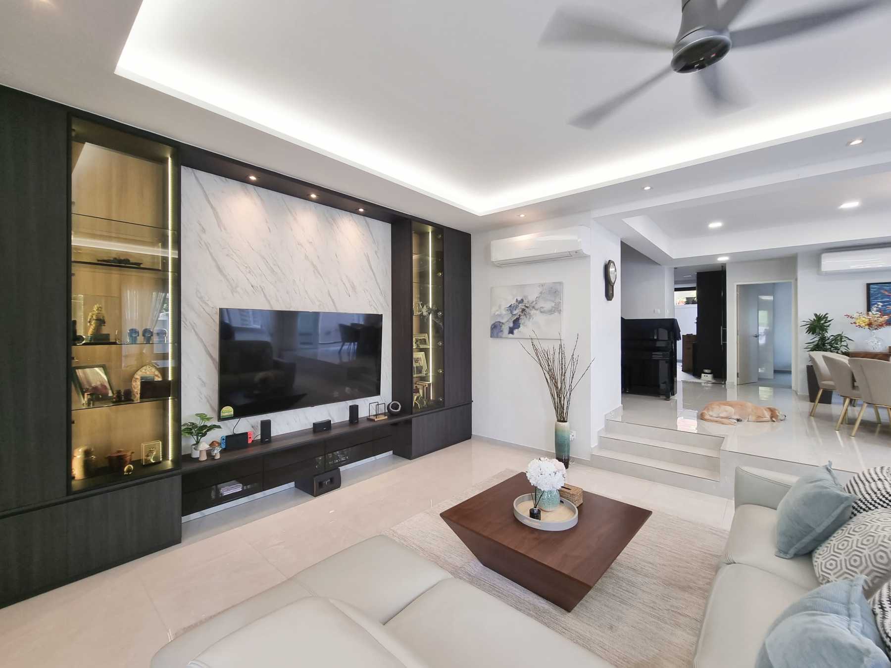 Scandinavian Living Room with Feature Wall and Sofa