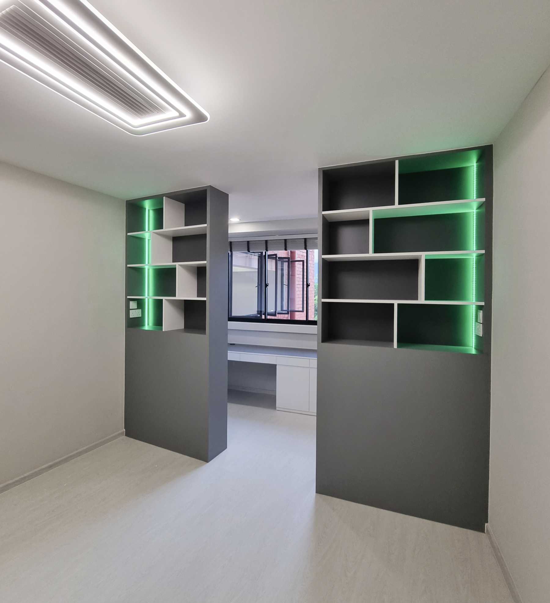 Scandinavian Bedroom with Cove Lighting and Ceiling Light