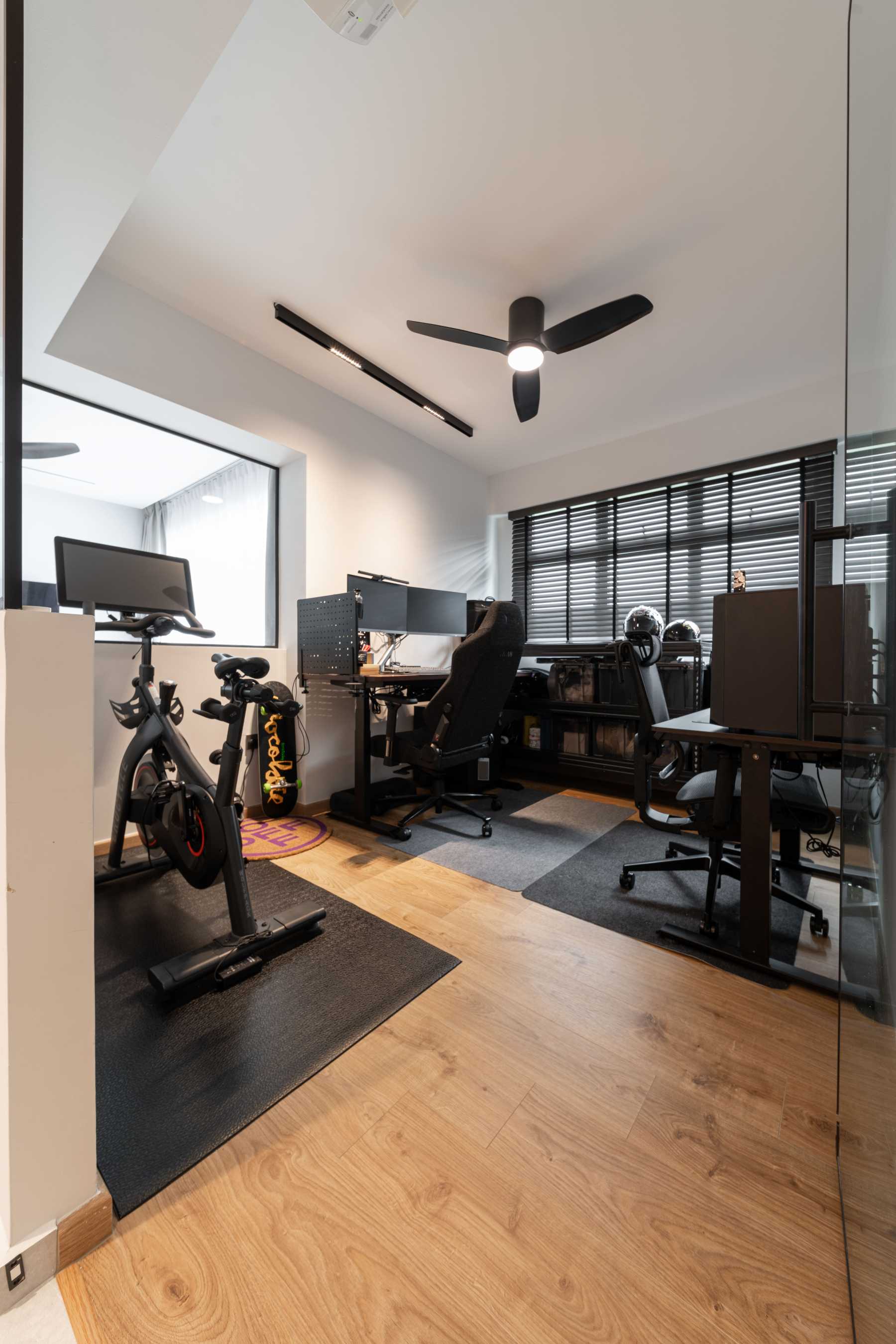 Modern Study with Storage Cabinets and Lighting