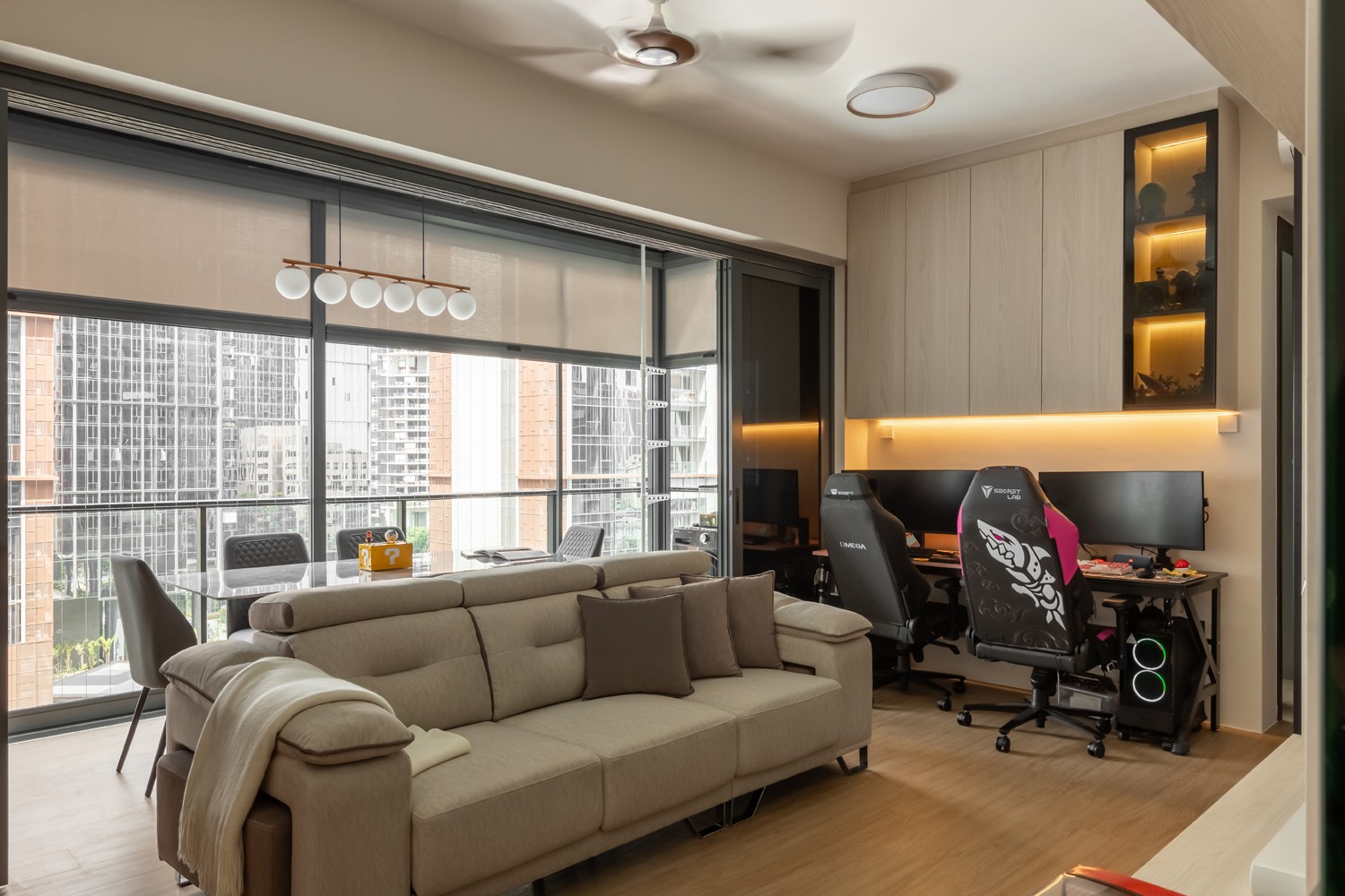 Scandinavian Living Room with Vinyl Flooring and Sofa