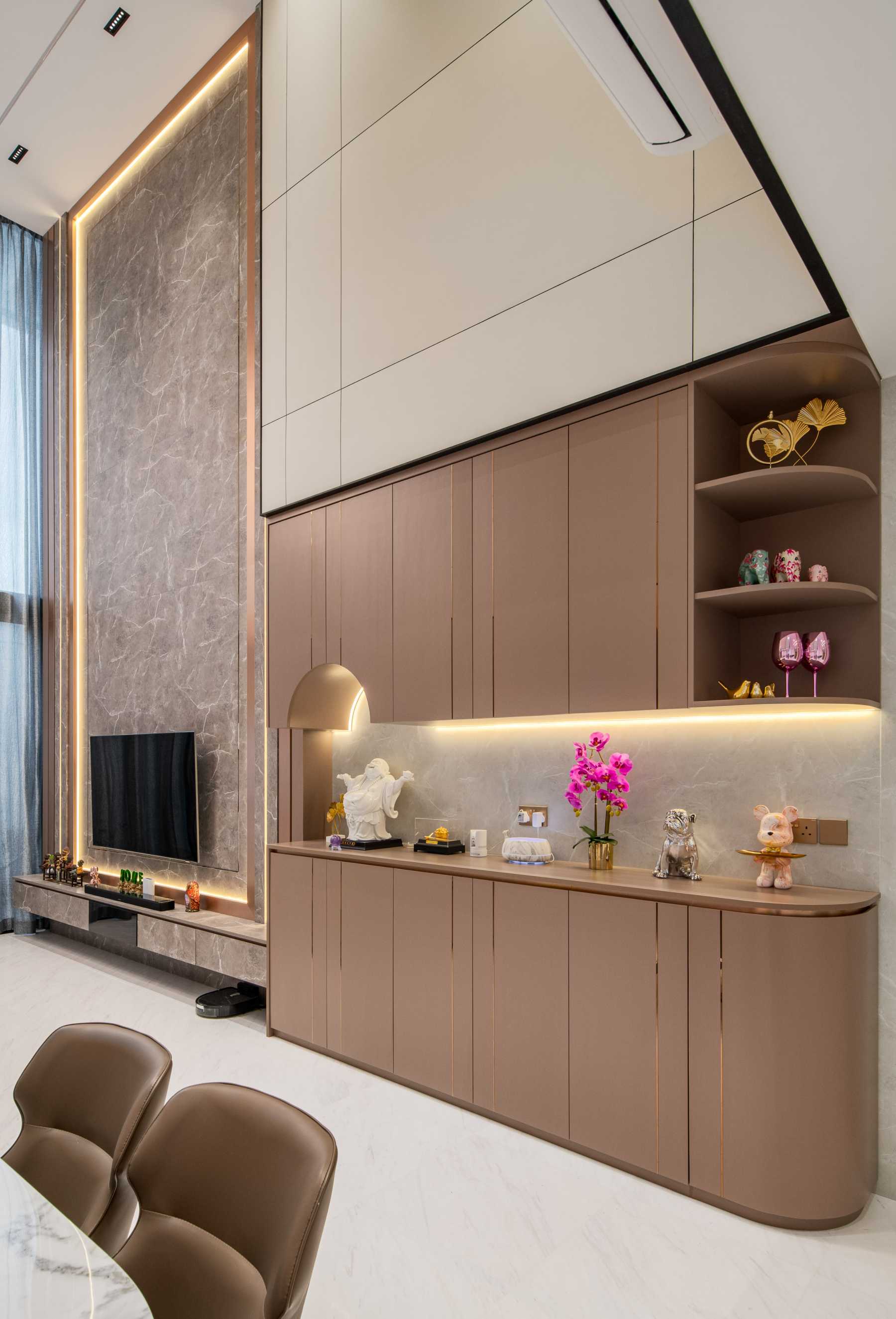 Modern Hallway with Small Storage and Wall Shelves