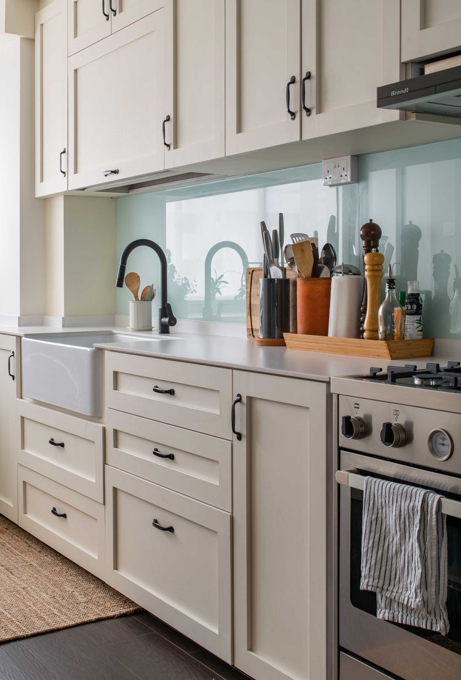 Country Kitchen with Countertop and Cupboard