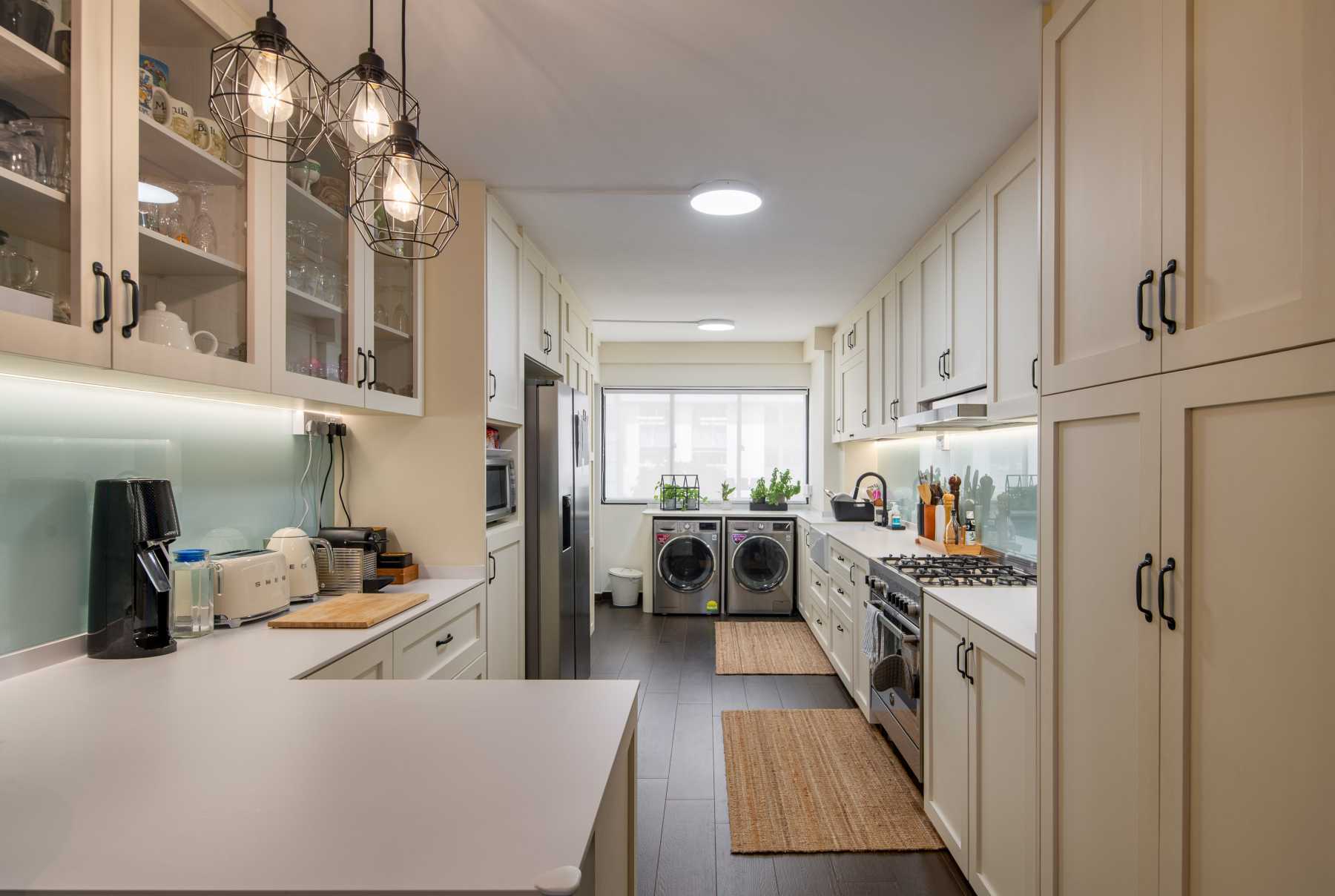 Country Kitchen with Wood Flooring and Kitchen Island