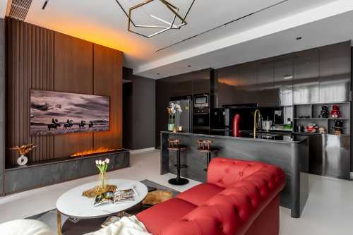 Contemporary Living Room at Resale 2 Bedroom + Study  Condo @ Keppel Bay