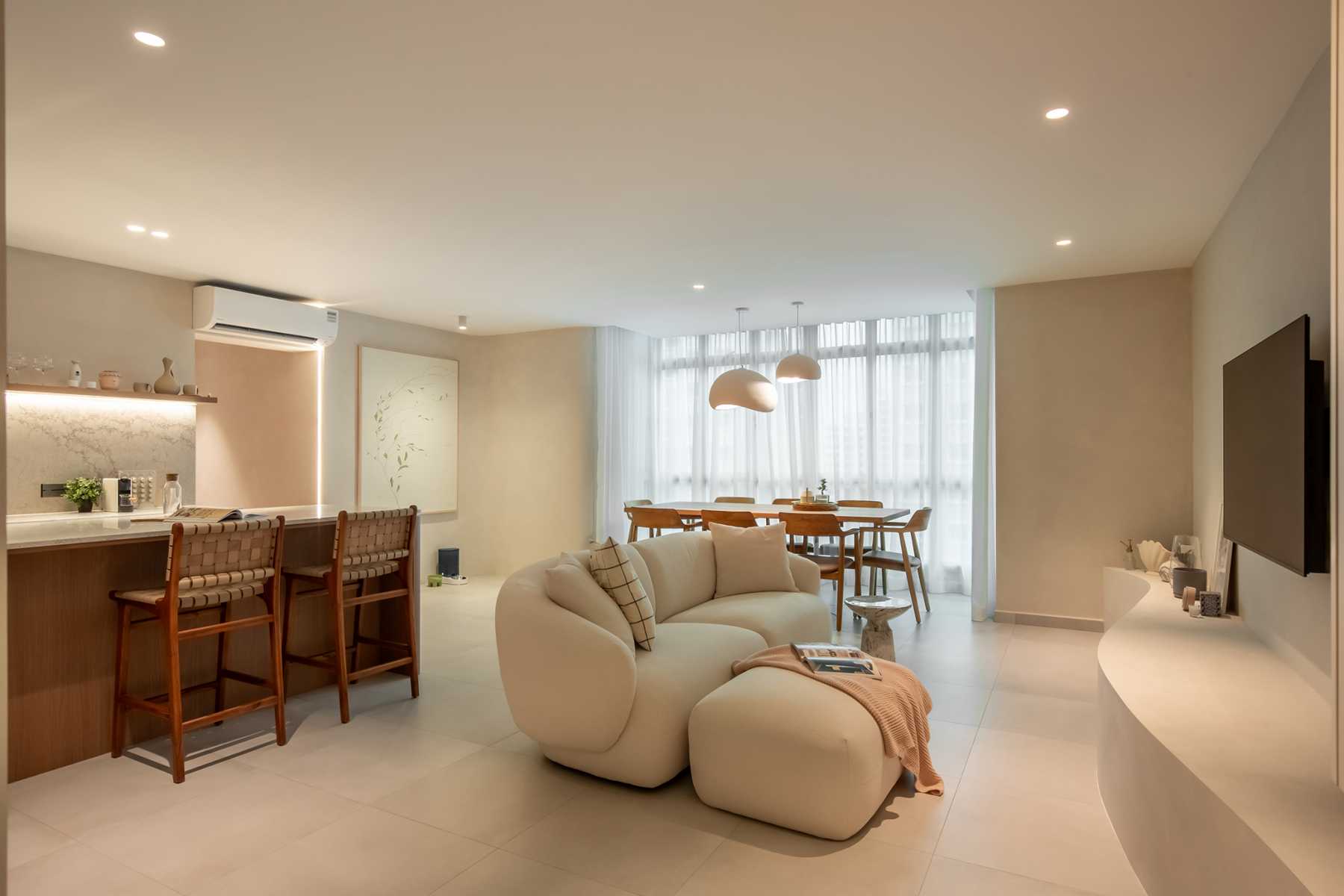 Modern Living Room with Ceiling Light and Sofa