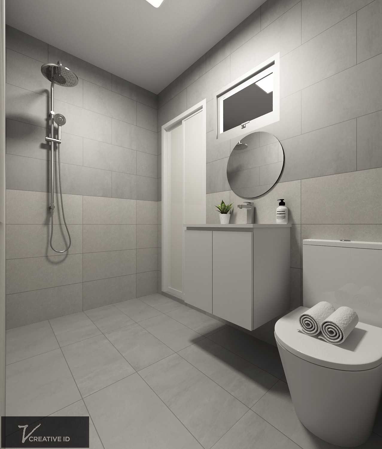 Scandinavian Bathroom with Countertop and Mirror