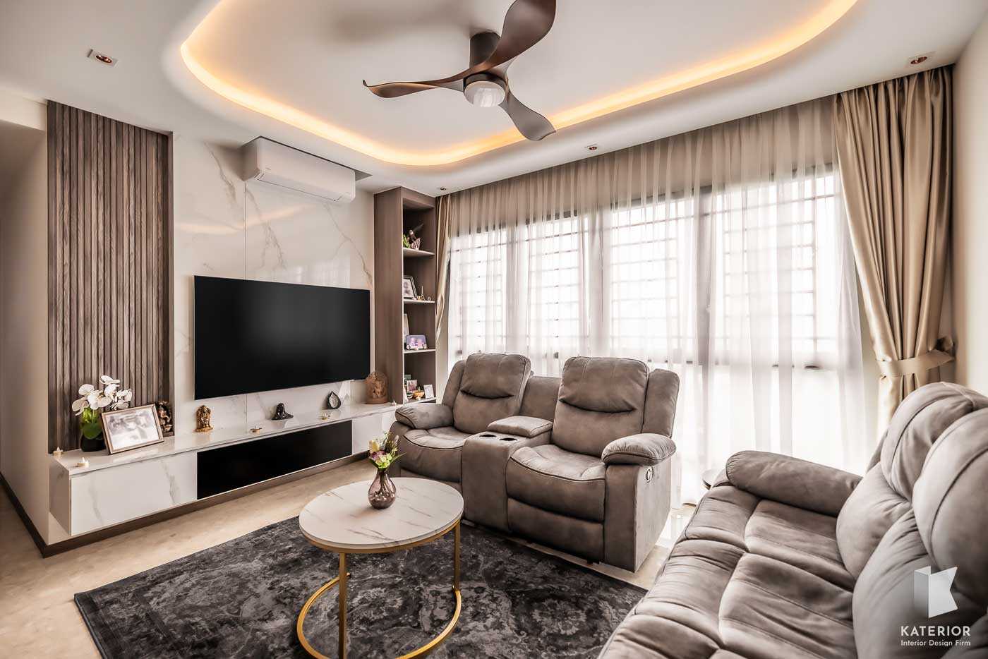 Modern Living Room with TV Console and Feature Wall