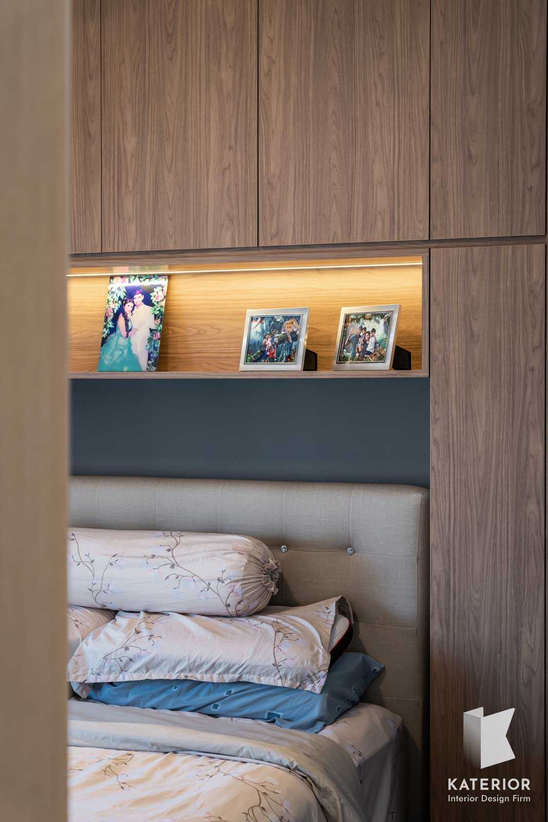 Country Bedroom with Parquet Floor and Storage Cabinets
