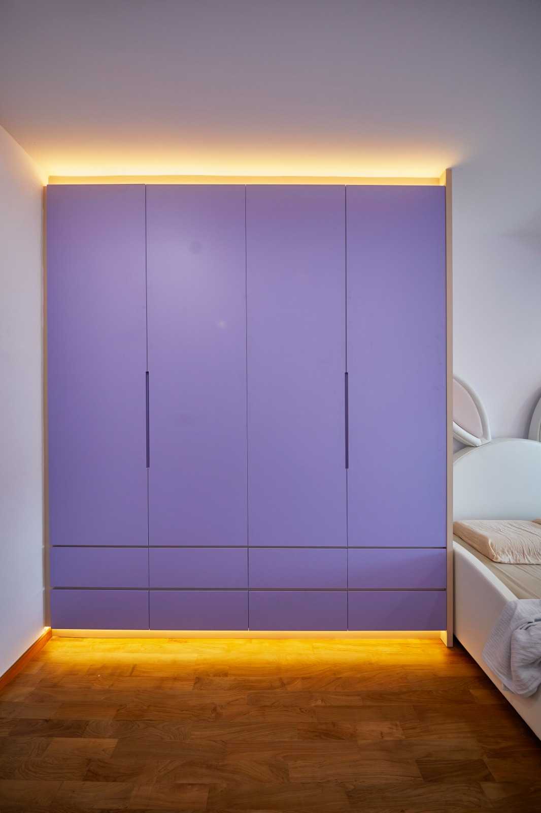 Minimalist Bedroom with Marble Floor and Roller Blinds