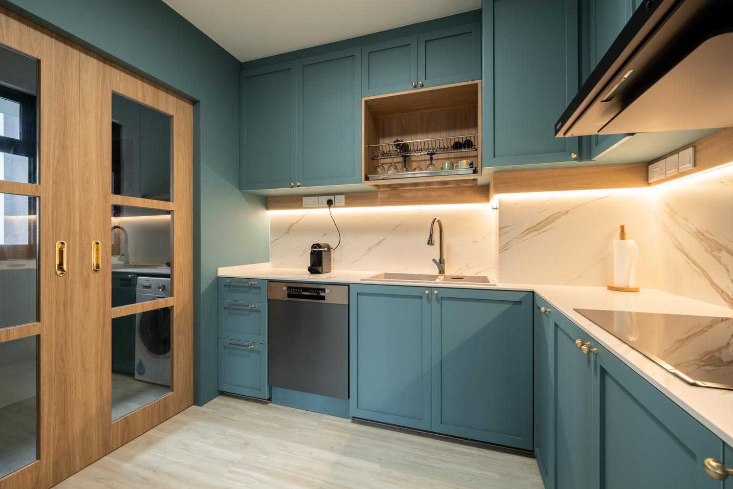 Country Kitchen with Countertop and Vinyl Flooring