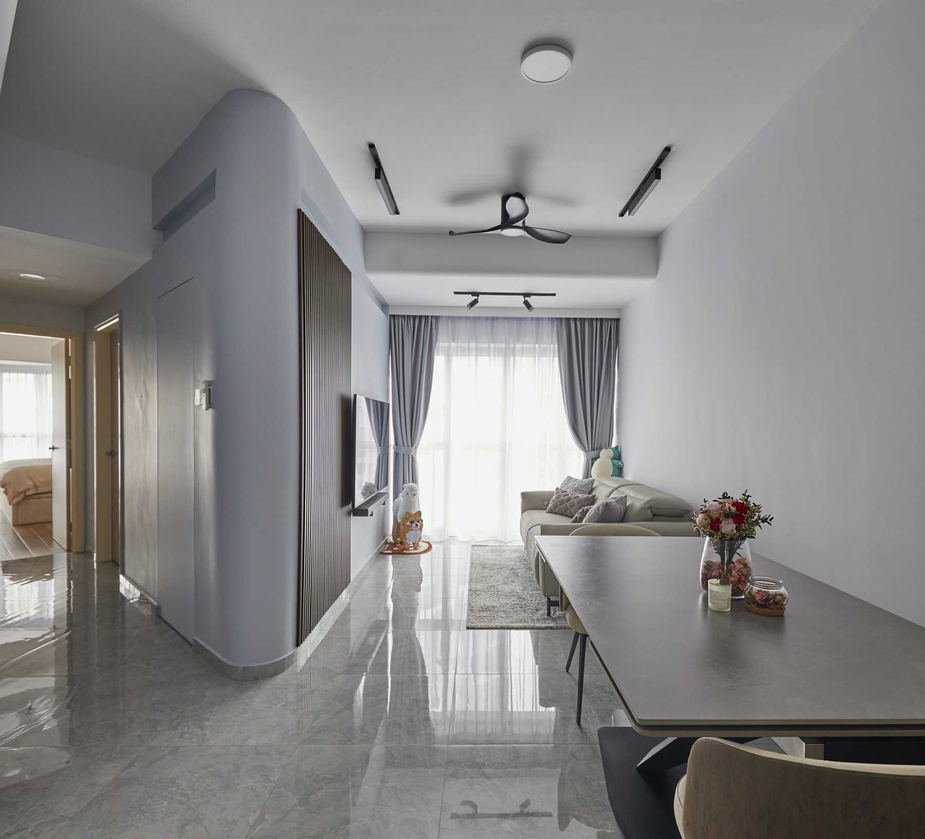 Modern Entryway with Mirror and Seating Bench