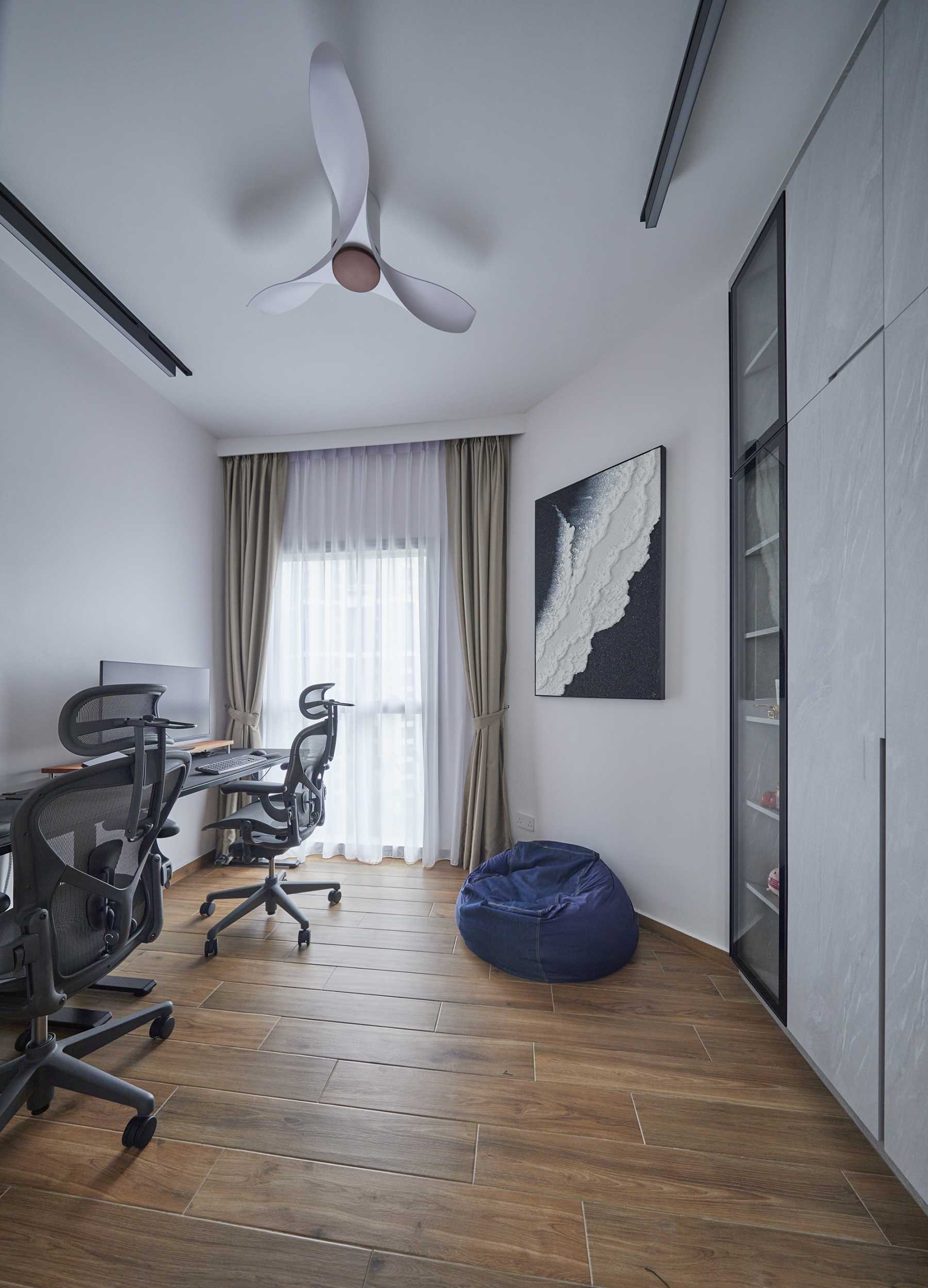Modern Study with Desk and Lighting