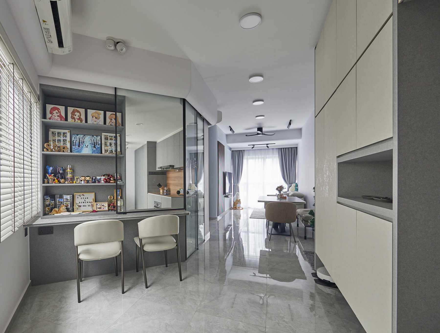 Modern Entryway with Mirror and Shoe Cabinets