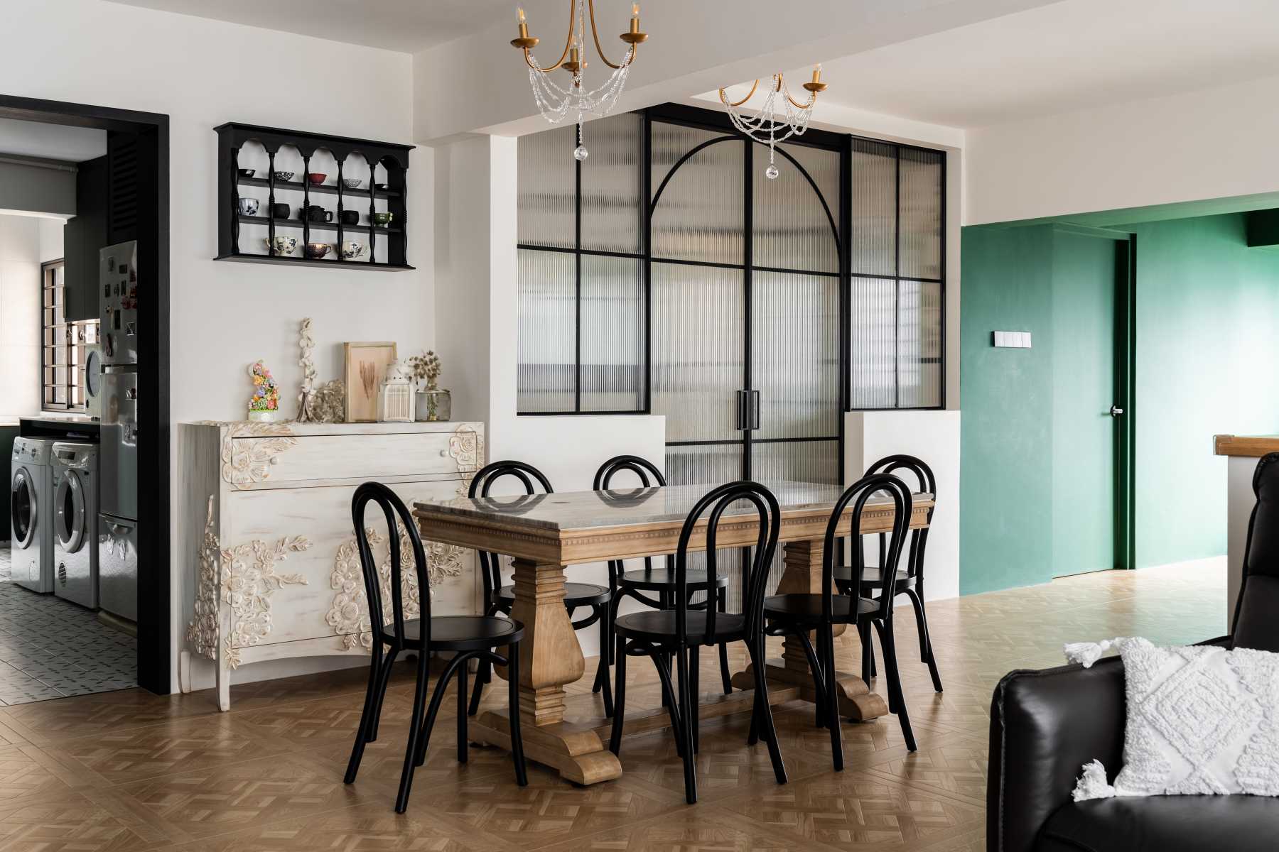 Contemporary Dining Room with Downlights and Dining Table