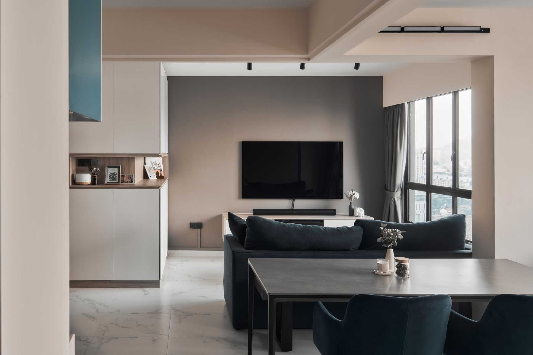 Modern Living Room with TV Console and Lighting