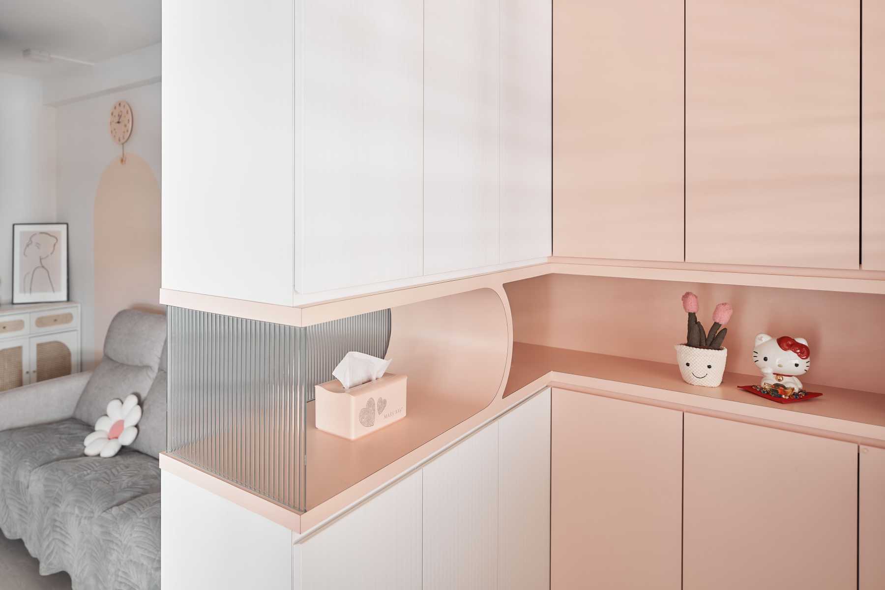 Scandinavian Entryway with Storage Cabinets and Small Storage
