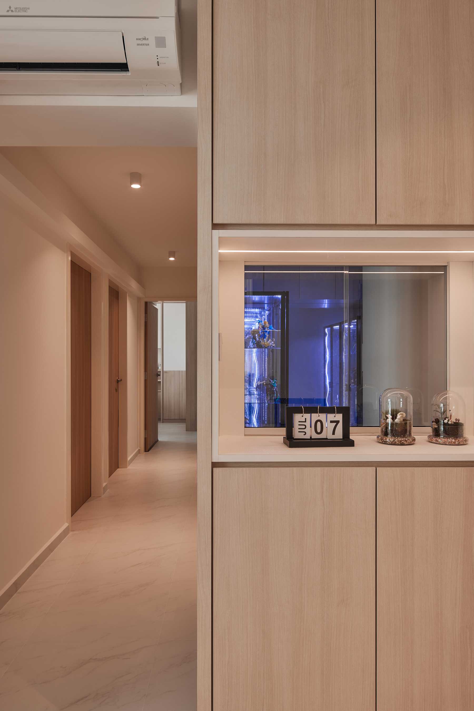 Scandinavian Entryway with Mirror and Shoe Rack