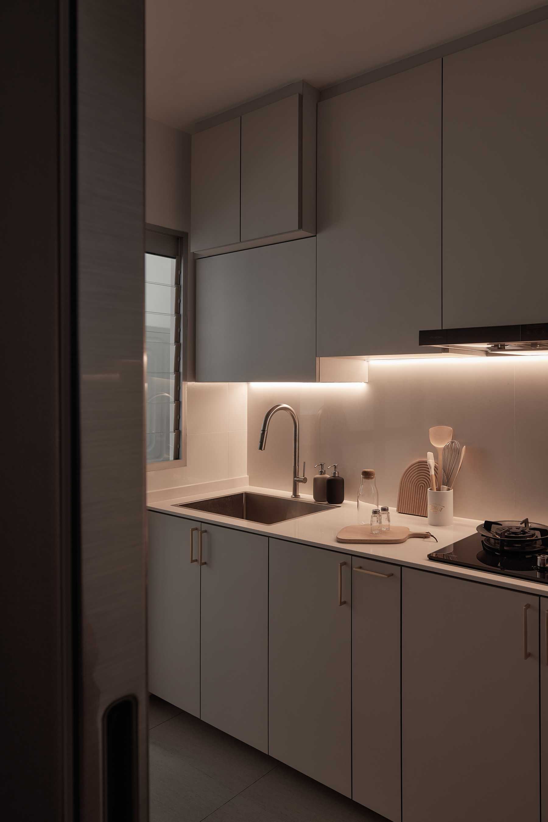 Scandinavian Kitchen with Countertop and Kitchen Island