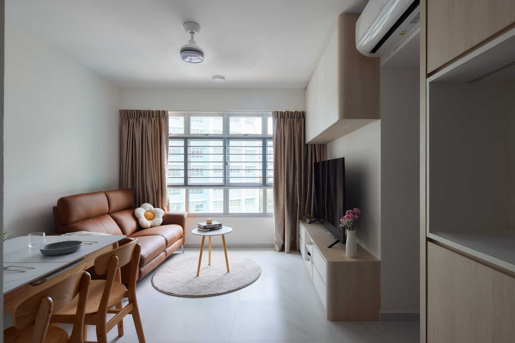 Scandinavian Living Room with TV Console and Sofa