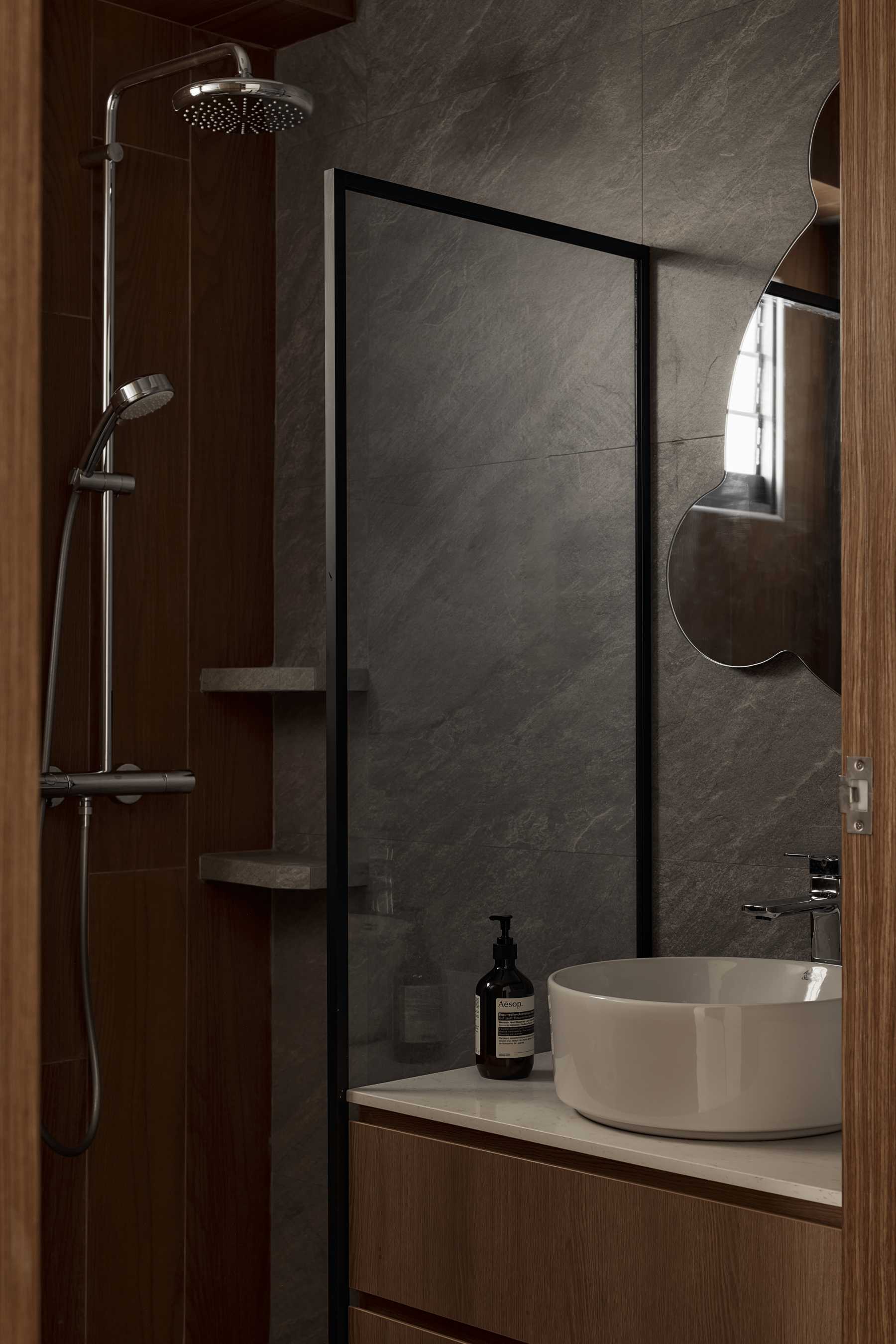 Minimalist Bathroom with Mirror and Bathroom Mirrors