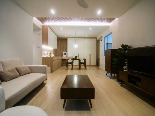 Scandinavian Living Room at 3 Bedroom Condo