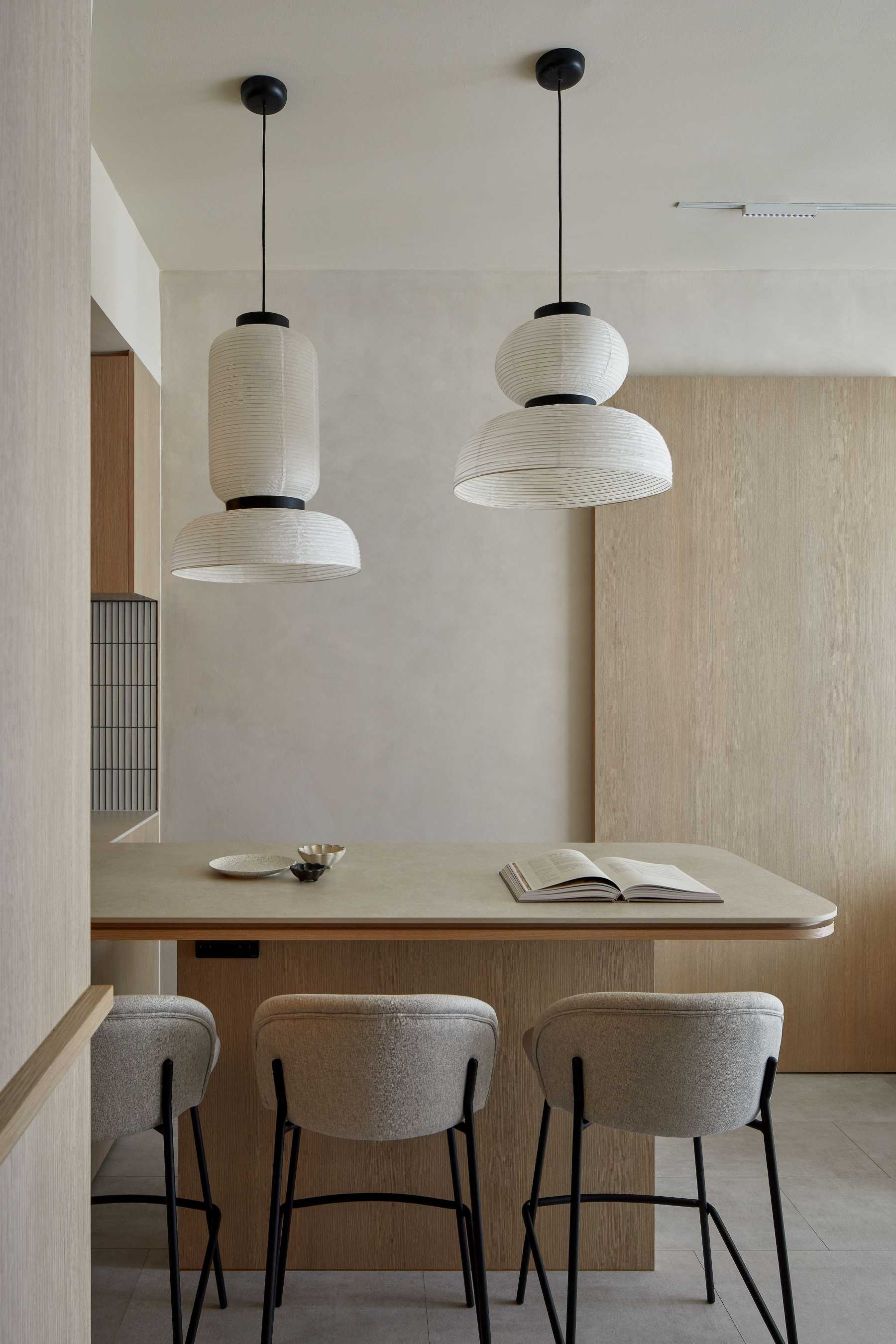 Scandinavian Dining Room with Downlights and Dining Table