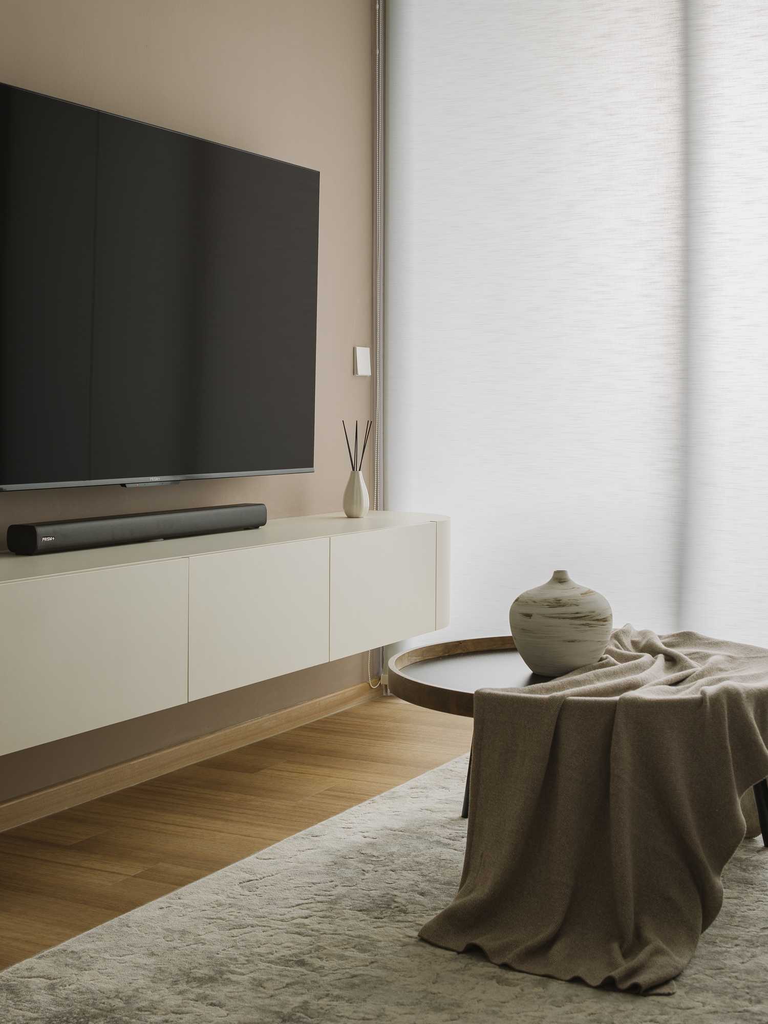 Modern Living Room with TV Console and Carpet