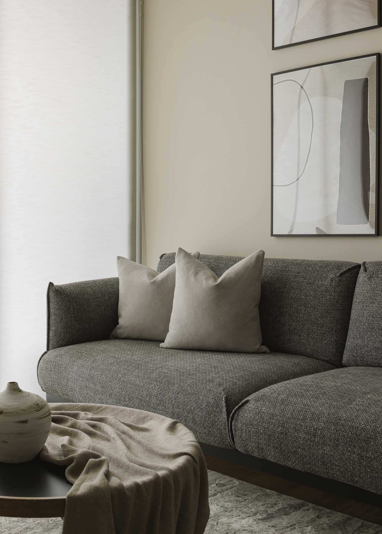 Modern Living Room with Artwork and Carpet