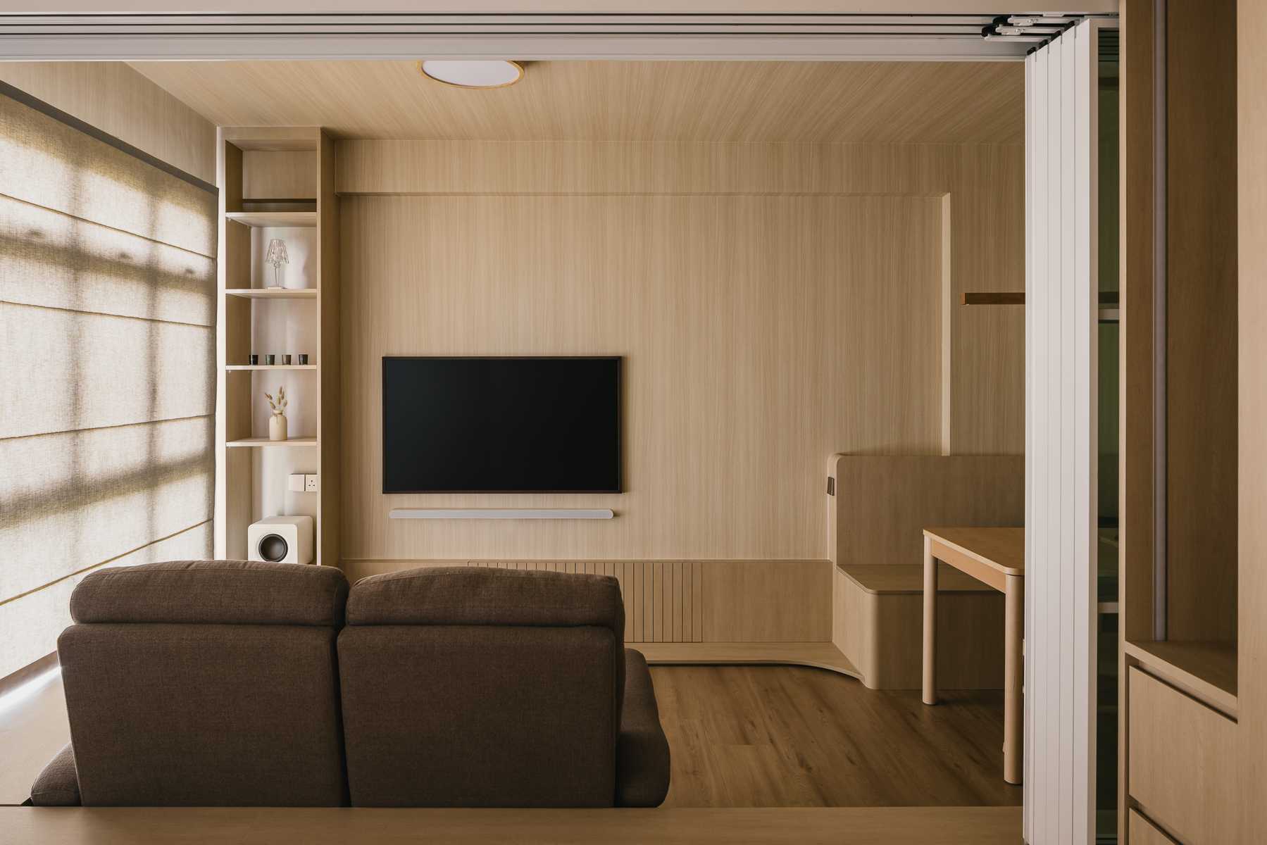 Modern Living Room with Roller Blinds and Sofa