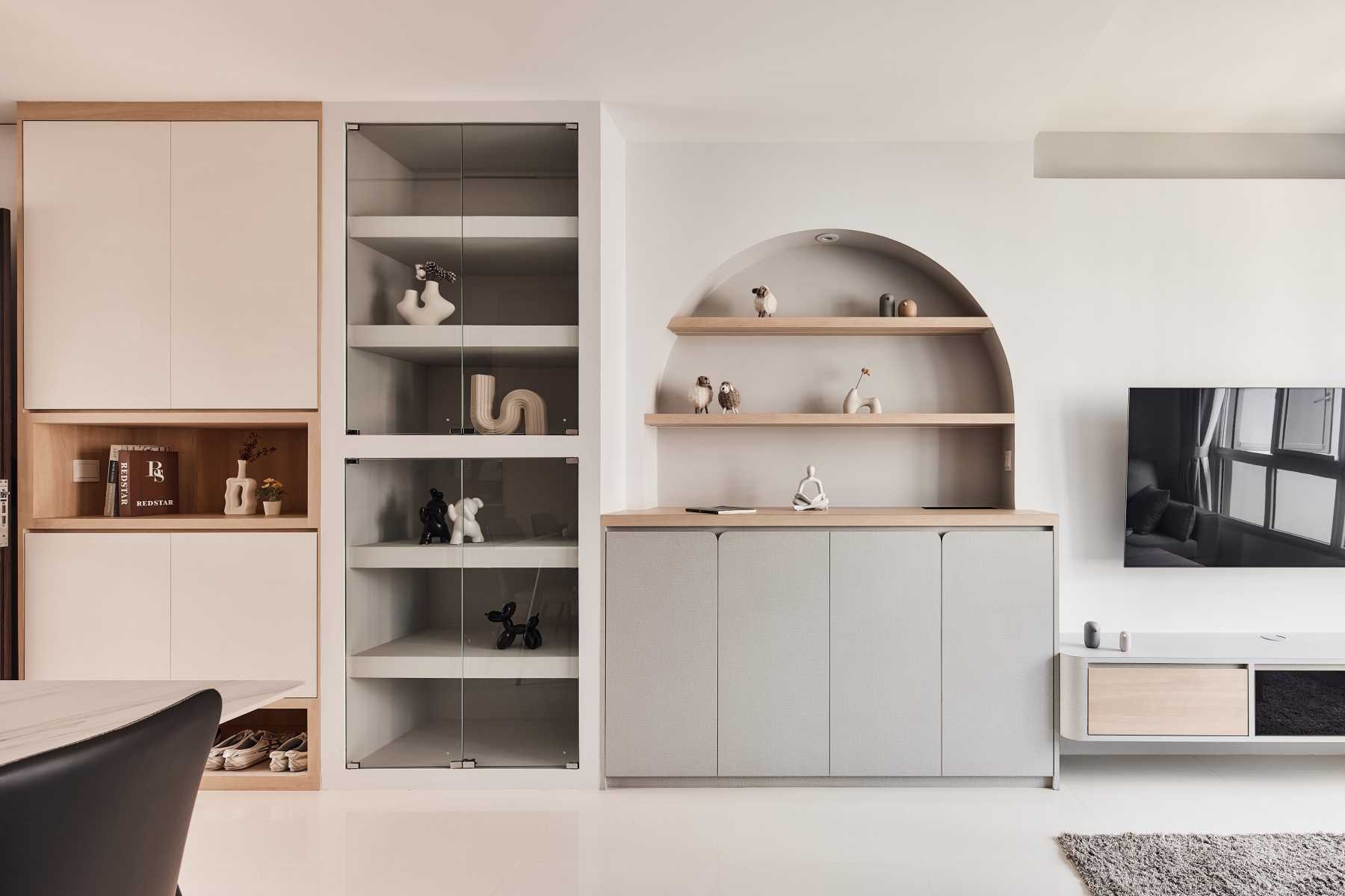Scandinavian Living Room with Bookshelf and TV Console